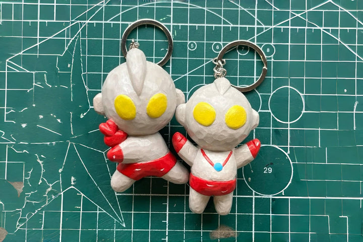 Handmade Small Wooden Gifts: Cute Ultraman Keychain