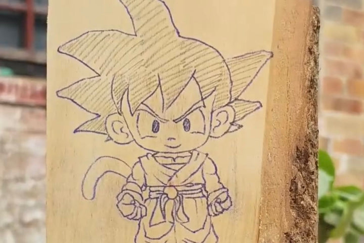 Unique Handmade Wooden Gifts: Goku Figurine from Dragon Ball