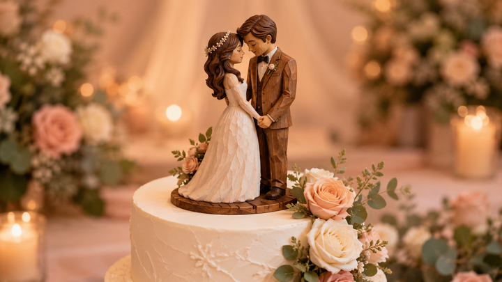 custom hand-carved wooden wedding figurines cake topper for the ultimate keepsake guide