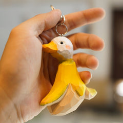 Banana duck statue, handmade into a keychain