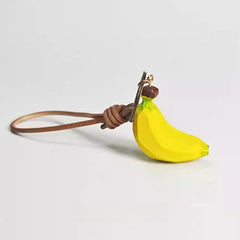 Banana wooden keychain side view