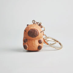 Capybara Keychain Hand-Carved Wooden