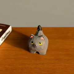 Hand carved british shorthair figurine close up