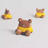 Hand-Carved Wooden Square Bear Statue