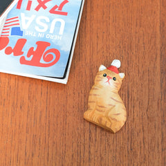 handmade wooden cat fridge magnet desk