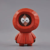 Hand-carved wooden Kenny figurine front view