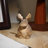 Round-Bellied Wooden Reindeer Figurine for Christmas