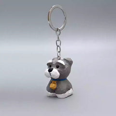 Schnauzer Dog Keychain Hand-Carved Wooden