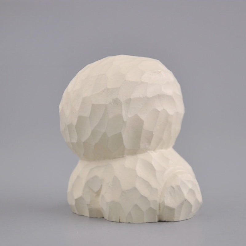 small wooden maltese dog figurine back view