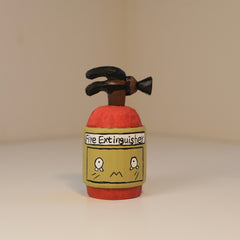 Toy Fire Extinguisher, hand-painted figure from wood.