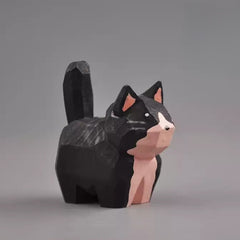 Tuxedo cat figurine angled front view