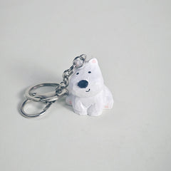 Westie Dog Keychain Hand-Carved Wooden