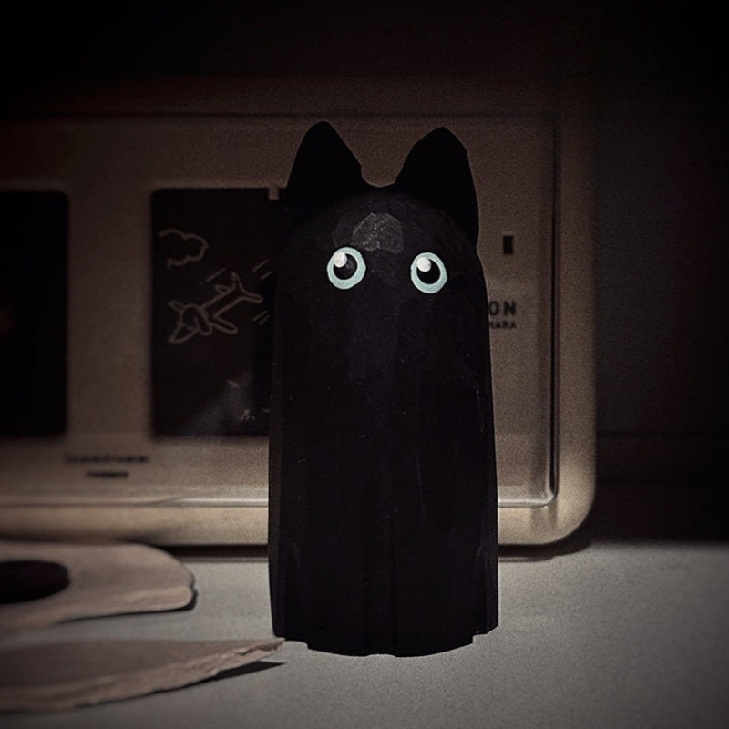 wooden black cat figurine
