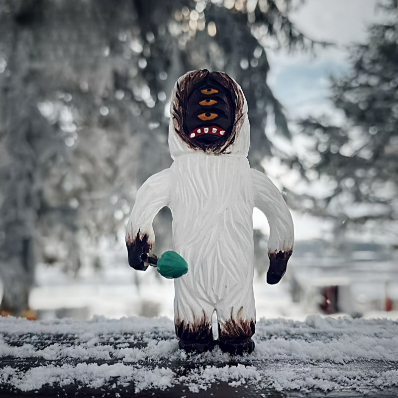Yeti figurine hand carved wooden figure