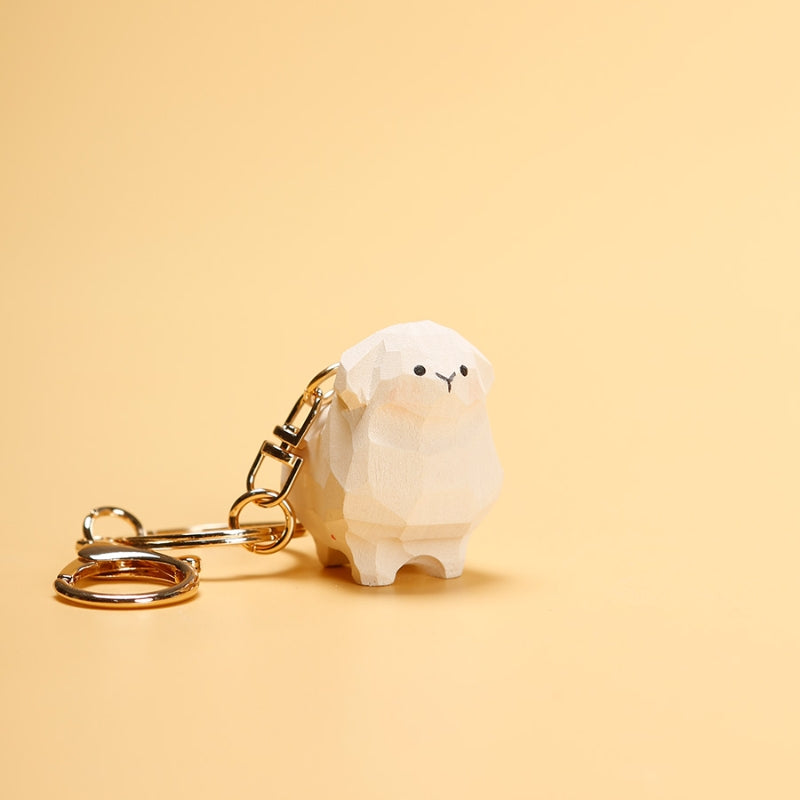 Sheep wooden keychain single view