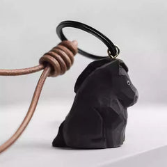 black wooden horse keychain back view