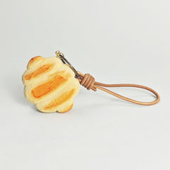 Wooden bread keychain side view