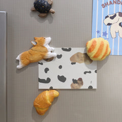 Wooden bread fridge magnets on refrigerator