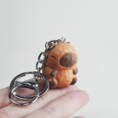 Capybara Keychain Hand-Carved Wooden