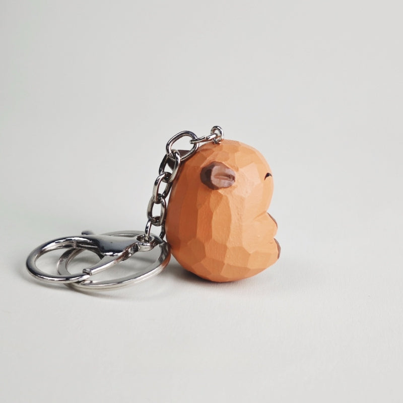 Capybara Keychain Hand-Carved Wooden