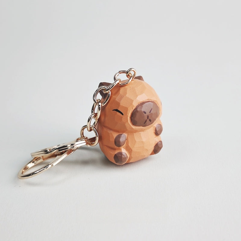 Capybara Keychain Hand-Carved Wooden