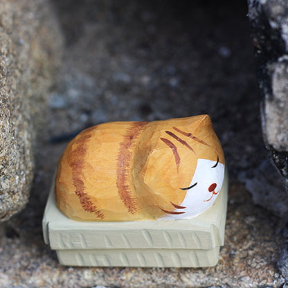 Cardboard Sleeping Cat wooden sculpture