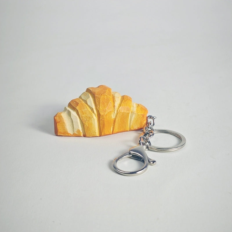 Croissant wooden keychain back view