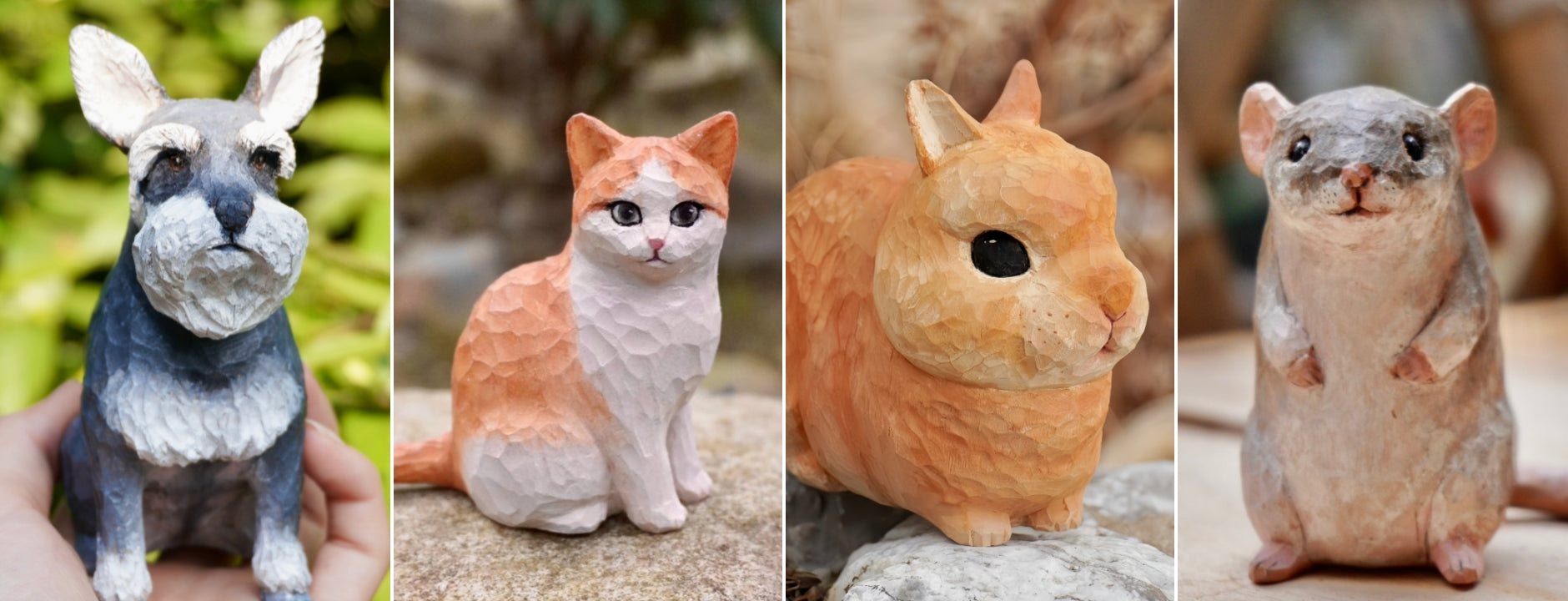 custom pet figurines hand carved wooden animals made from photos