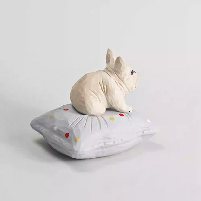 Rear view of the French Bulldog and its detachable dotted cushion