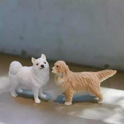 Golden retriever wooden figurine pair
