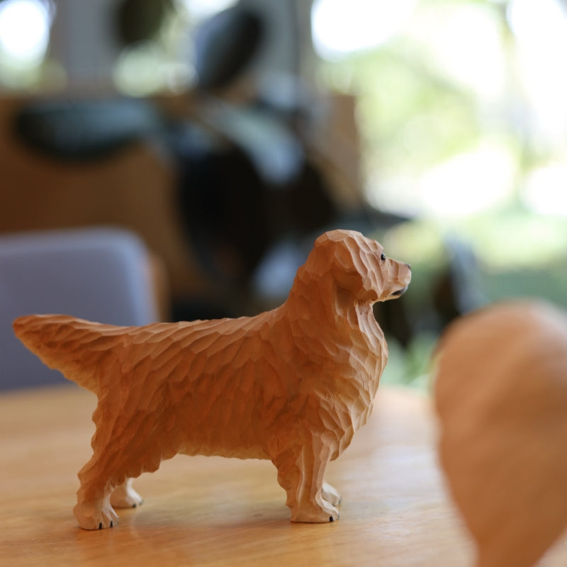 Golden retriever wooden figurine