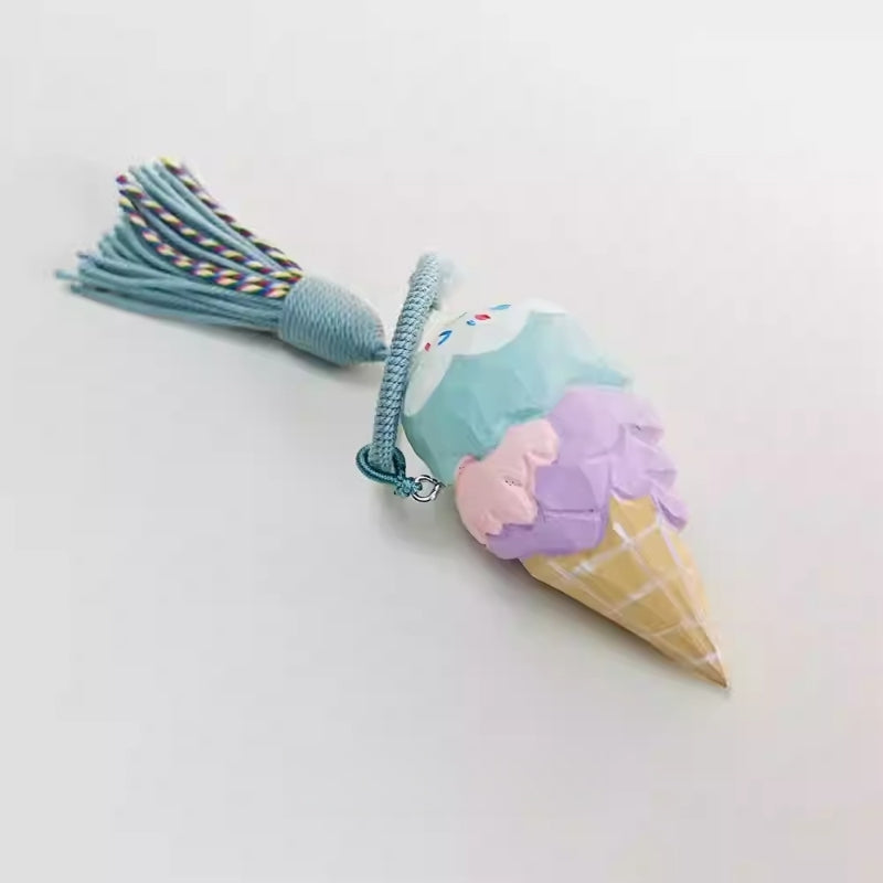 Ice cream wooden keychain side view