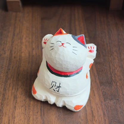 Japanese lucky cat figurine top view