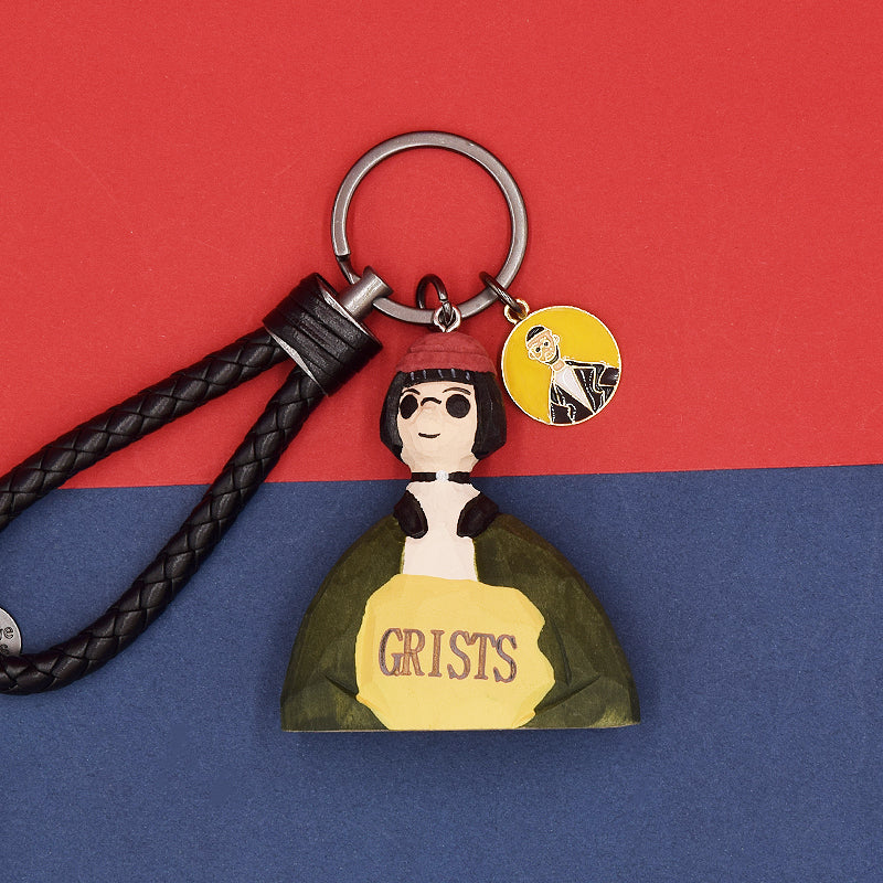 Mathilda movie wooden keychain leather strap
