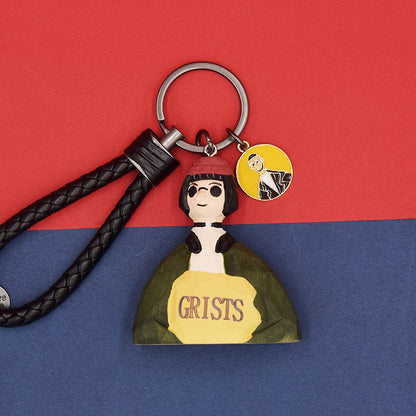 Mathilda movie wooden keychain leather strap