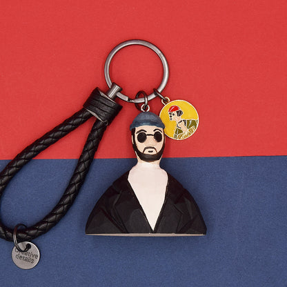 Léon movie wooden keychain leather strap