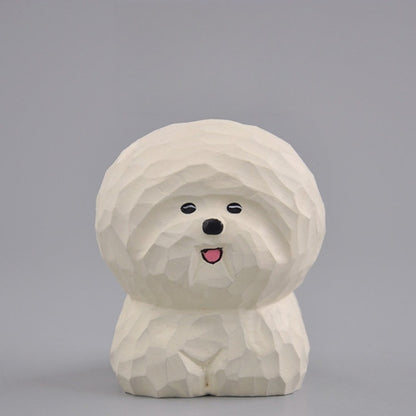 maltese dog figurine hand carved wooden