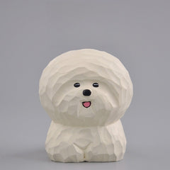 maltese dog figurine hand carved wooden
