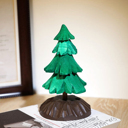Medium wooden tabletop Christmas tree with four hand-carved branch layers