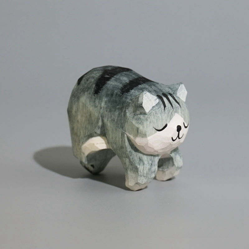 Gray Cat miniature, hand-painted cat figurines