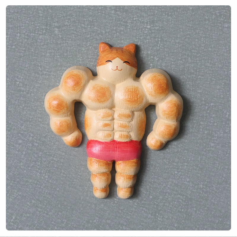 Muscle bread cat fridge magnet