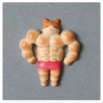 Muscle bread cat fridge magnet