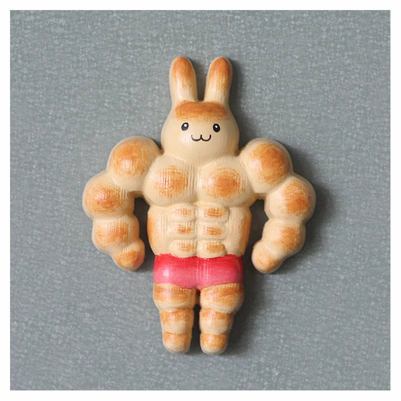 Muscle bread bunny fridge magnet