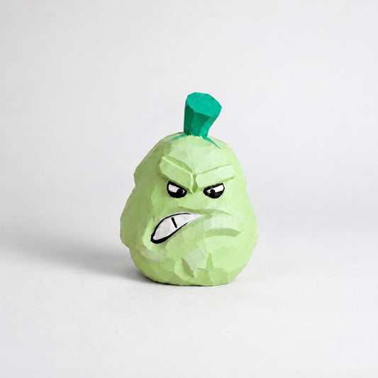 Plants vs Zombies Squash figure in pale green with raised brows and bared teeth, front view