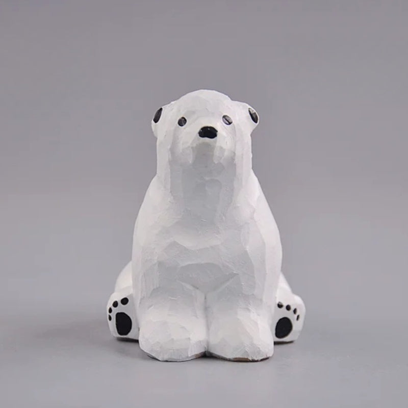 Polar bear figurine front view with black paw pads