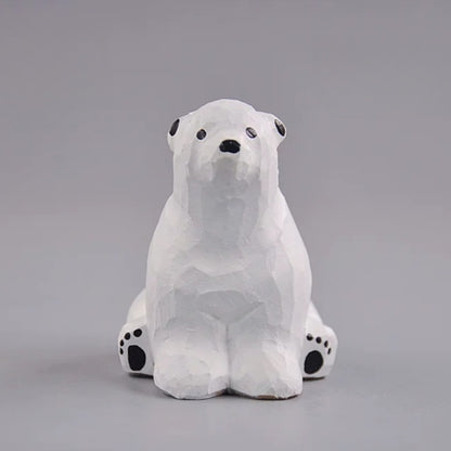 Polar bear figurine front view with black paw pads