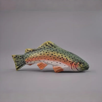 Rainbow Trout wooden fish figurine front view