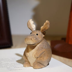 Round-Bellied Wooden Reindeer Figurine for Christmas