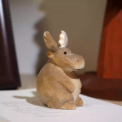 Round-Bellied Wooden Reindeer Figurine for Christmas