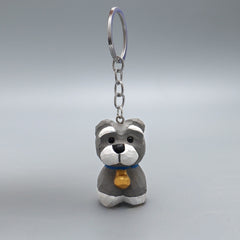 Schnauzer Dog Keychain Hand-Carved Wooden